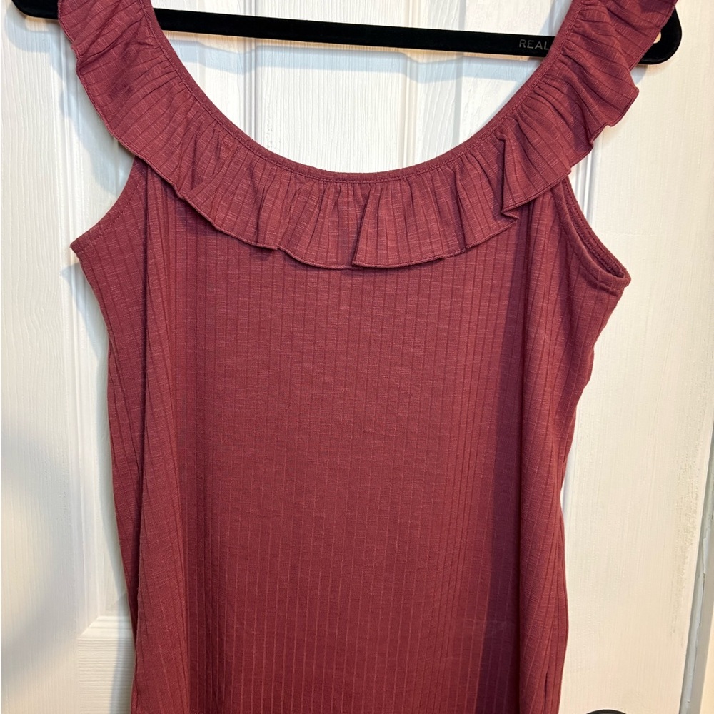 LOFT Ruffled Pink Tank Top
